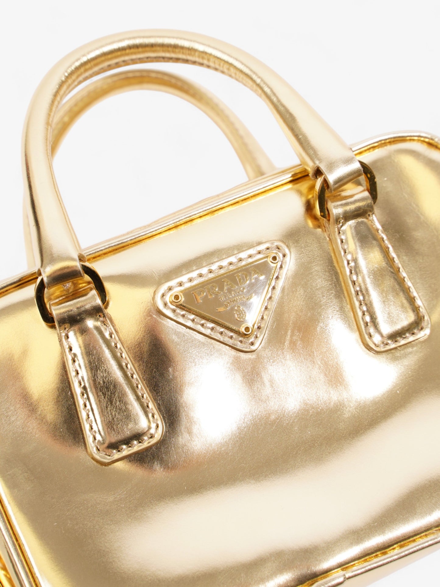 Prada Vitello Handbag Gold Leather Mini