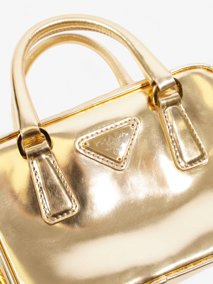 Prada Vitello Handbag Gold Leather Mini