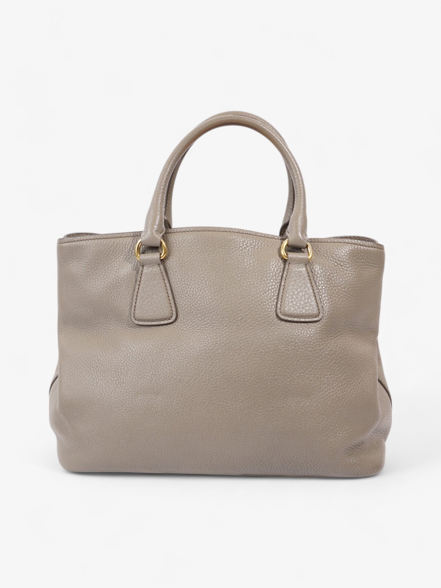 Prada Vitello Daino Middle Zip Tote Grey Leather
