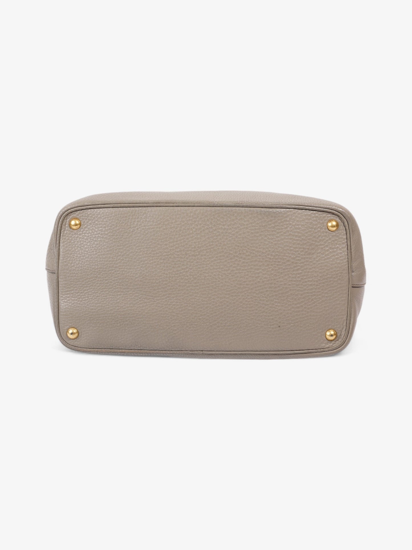 Prada Vitello Daino Middle Zip Tote Grey Leather