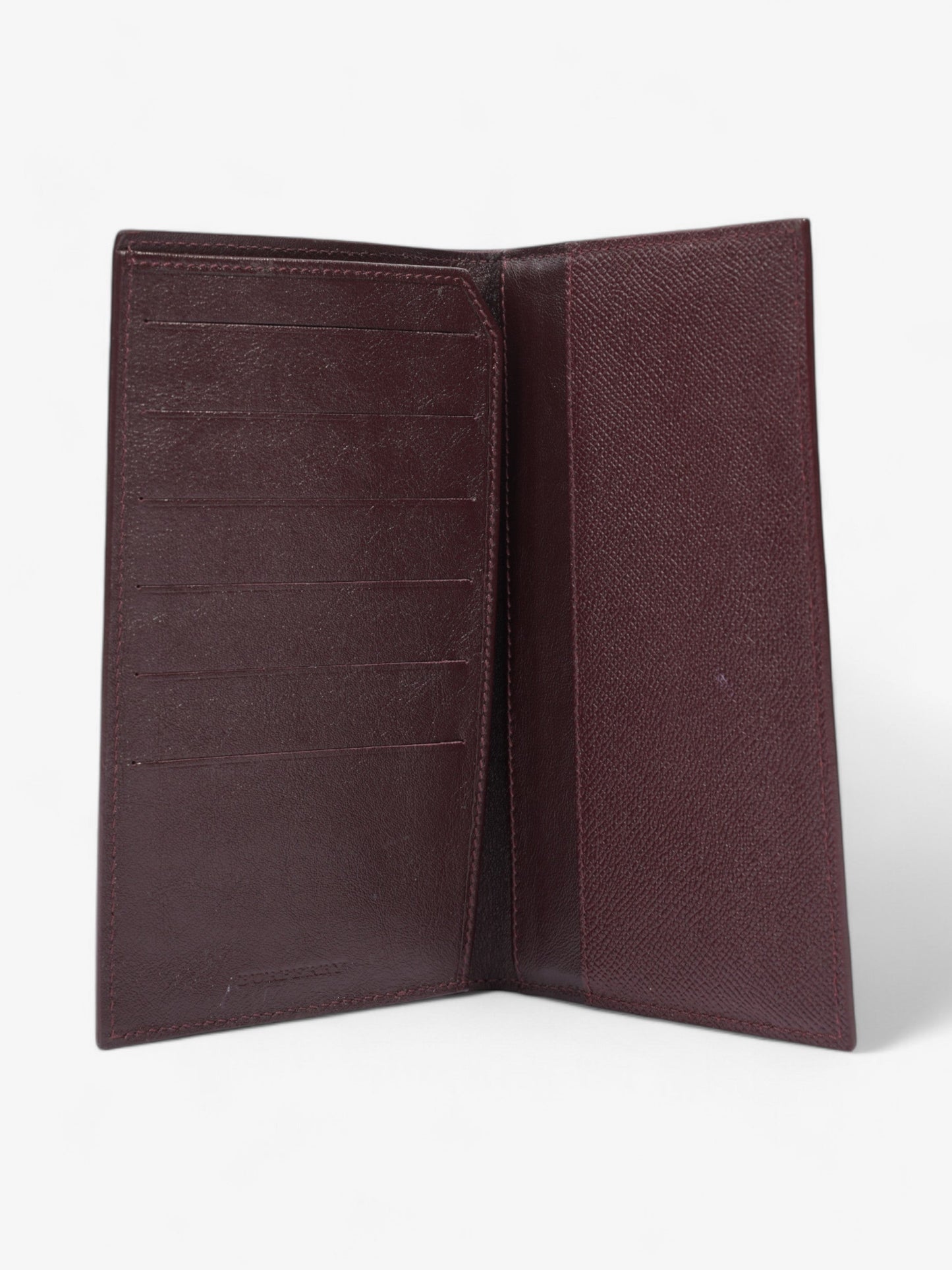 Burberry Bi-Fold Long Wallet Burgundy Leather