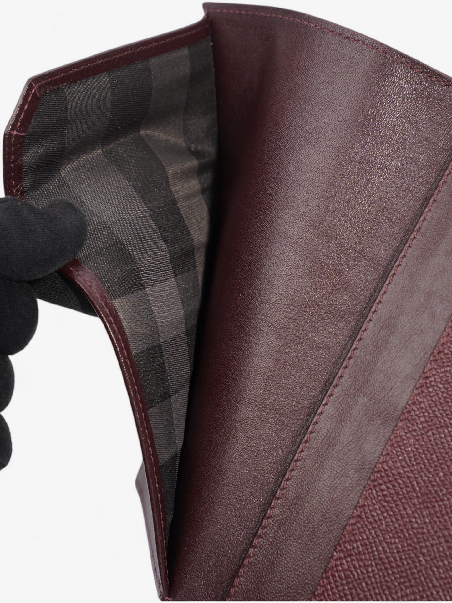 Burberry Bi-Fold Long Wallet Burgundy Leather