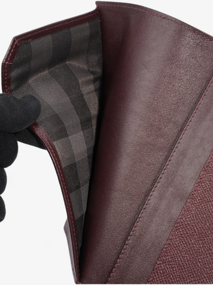 Burberry Bi-Fold Long Wallet Burgundy Leather
