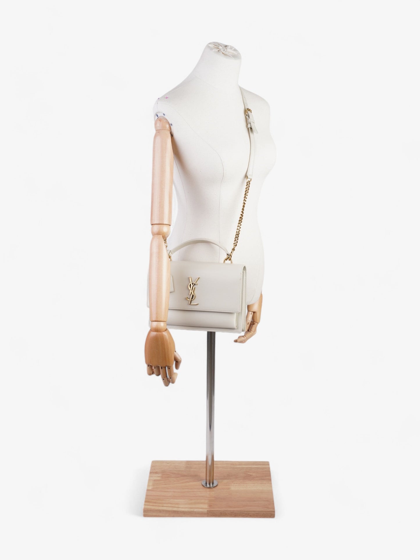 Saint Laurent Sunset White Calfskin Leather Medium