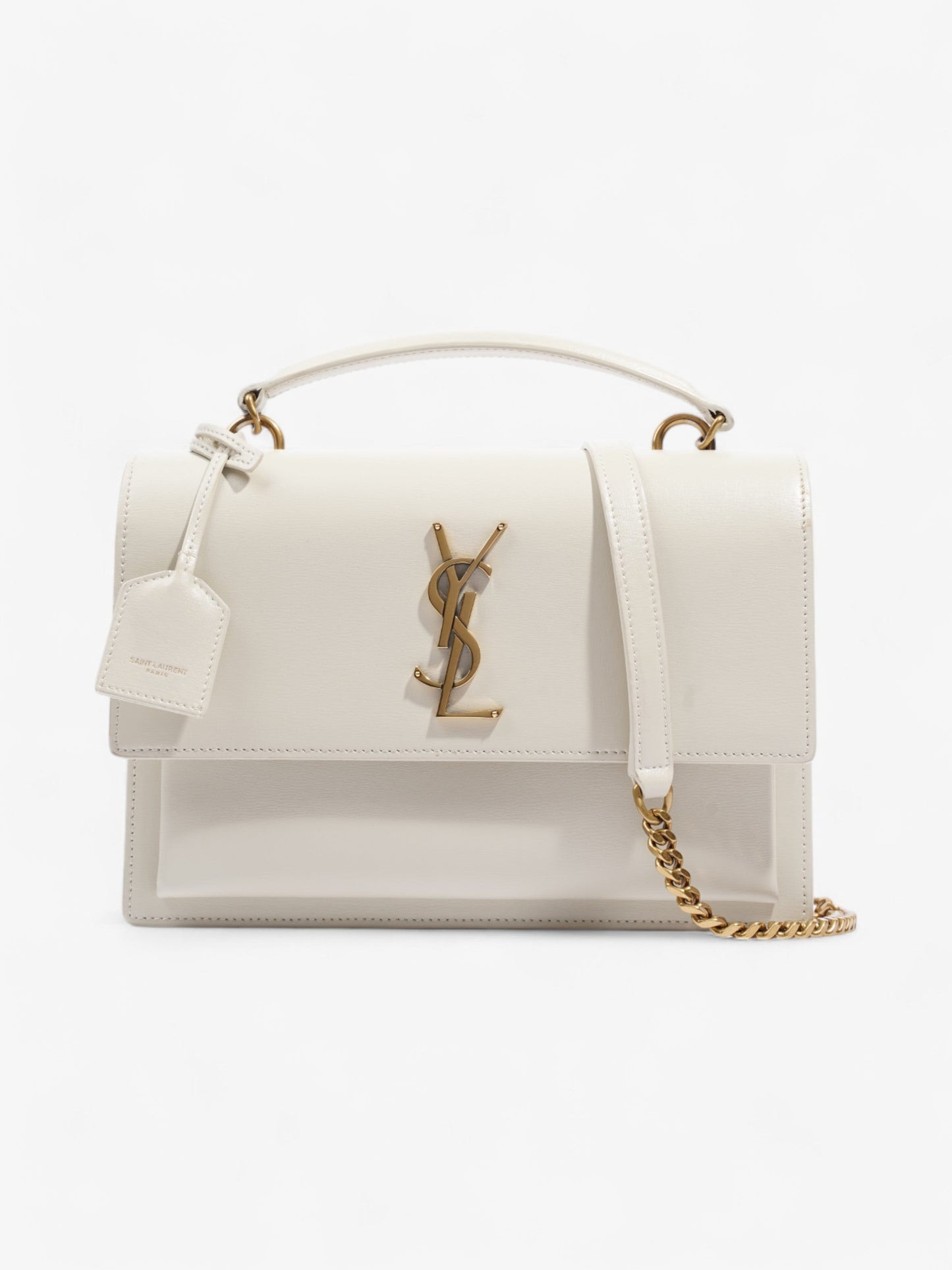 Saint Laurent Sunset White Calfskin Leather Medium