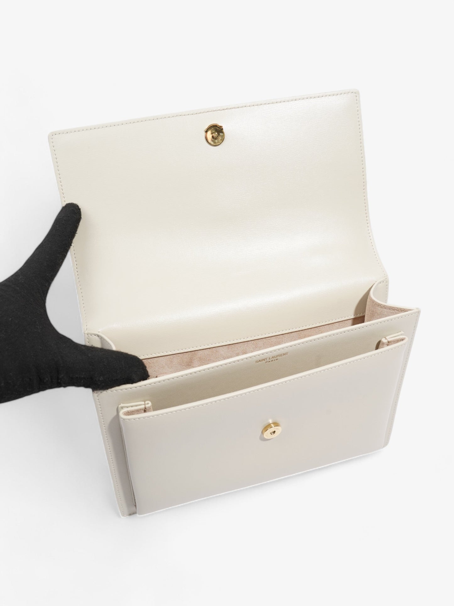 Saint Laurent Sunset White Calfskin Leather Medium