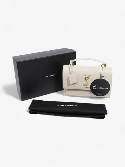 Saint Laurent Sunset White Calfskin Leather Medium