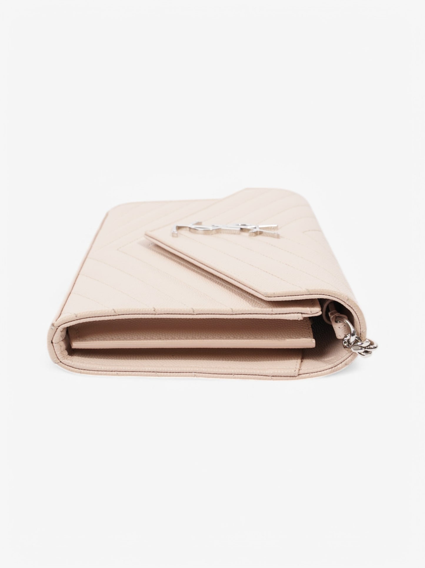 Saint Laurent Cassandre Chain Wallet Light Pink Calfskin Leather