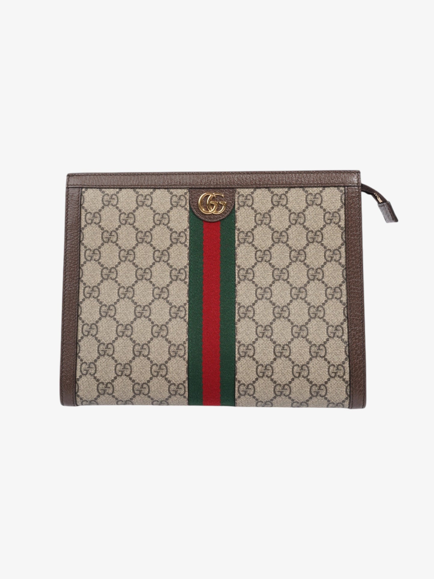 Gucci Ophidia Pouch Beige  / Brown / Green Coated Canvas