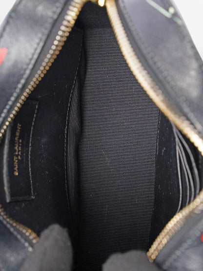 Saint Laurent Shoulder Bag Black / White / Red Leather