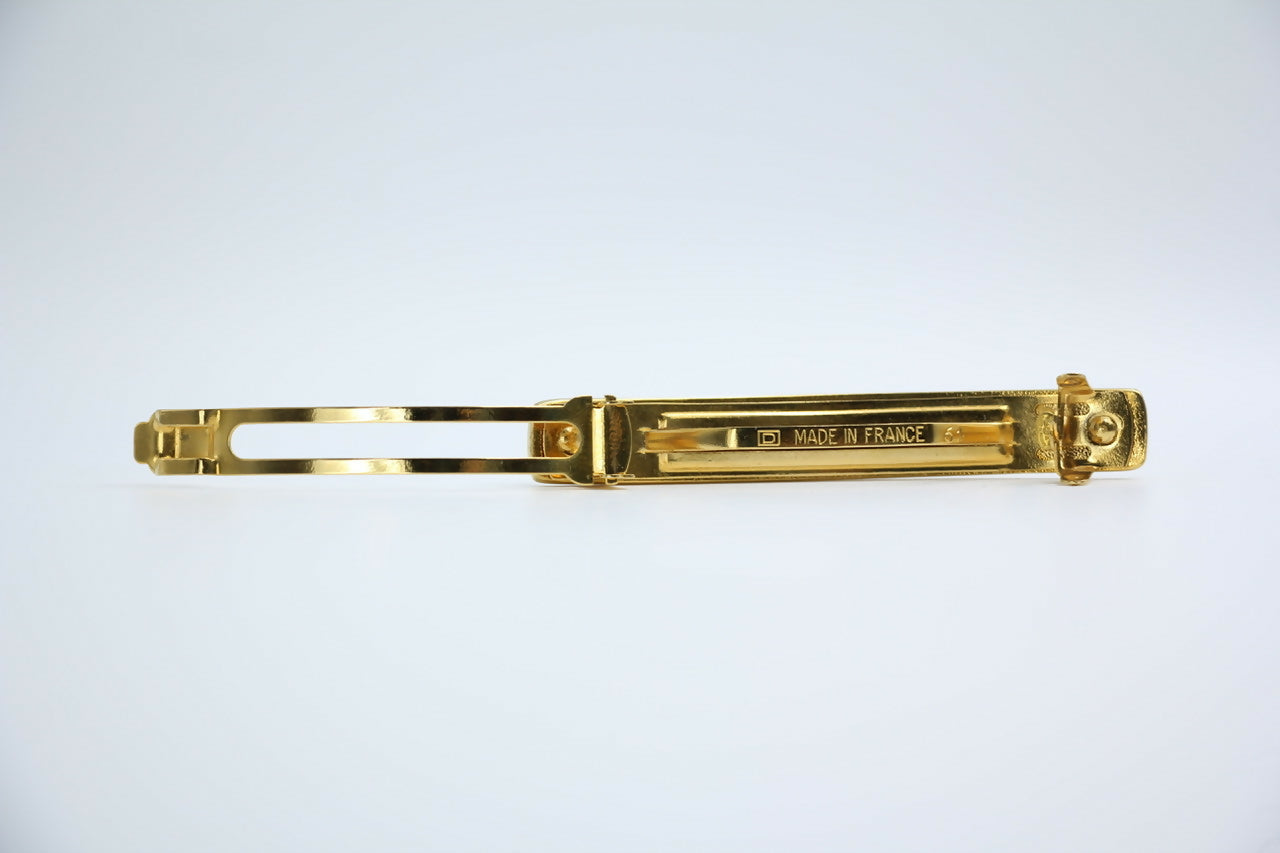 Chanel Vintage 98A Matte Gold-plated ‘CHANEL’ Hairpin