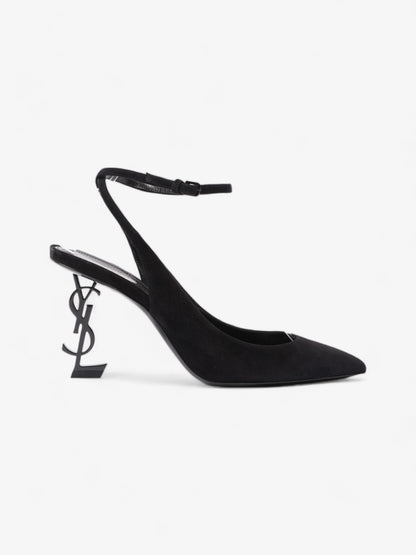 Saint Laurent Opyum Slingback Sandals 85 Black Suede EU 40 UK 7