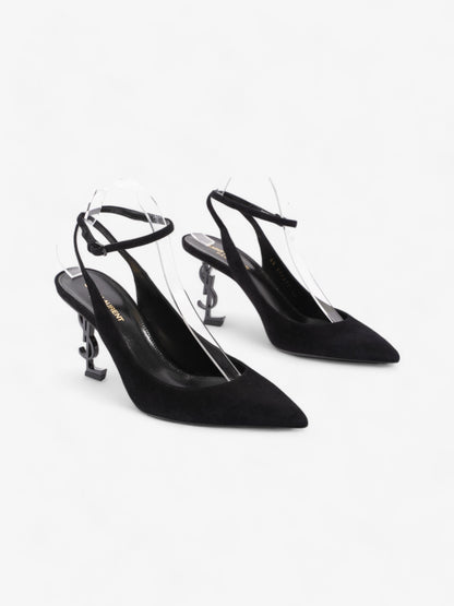 Saint Laurent Opyum Slingback Sandals 85 Black Suede EU 40 UK 7