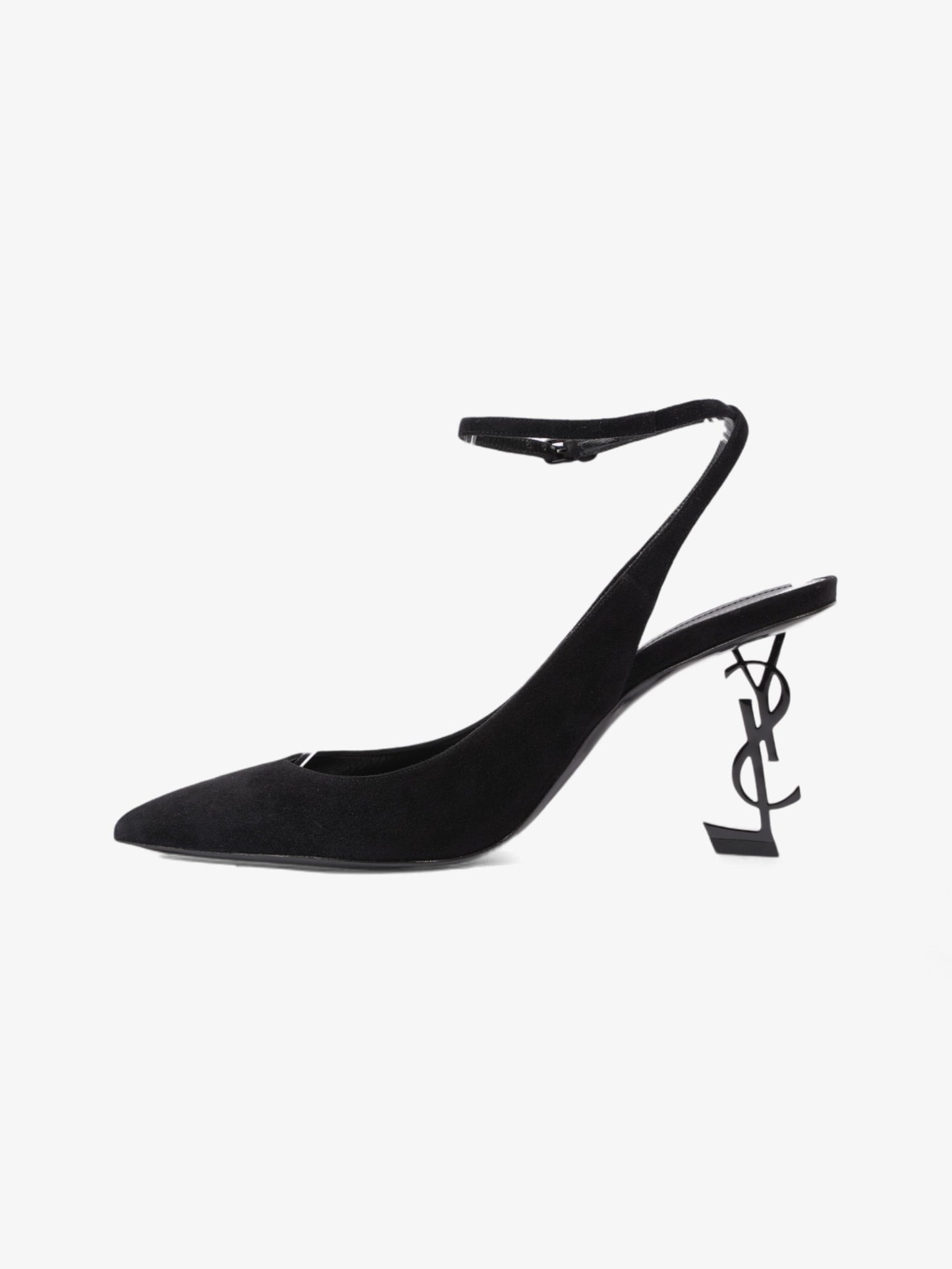 Saint Laurent Opyum Slingback Sandals 85 Black Suede EU 40 UK 7