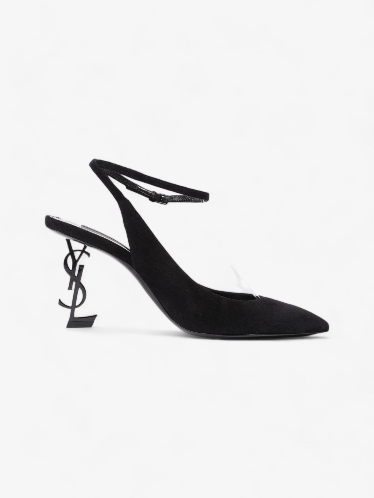 Saint Laurent Opyum Slingback Sandals 85 Black Suede EU 40 UK 7