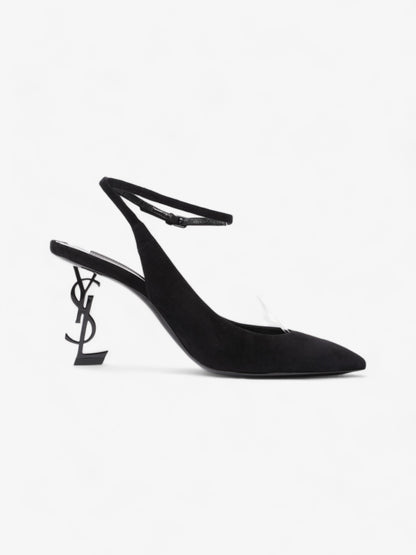 Saint Laurent Opyum Slingback Sandals 85 Black Suede EU 40 UK 7