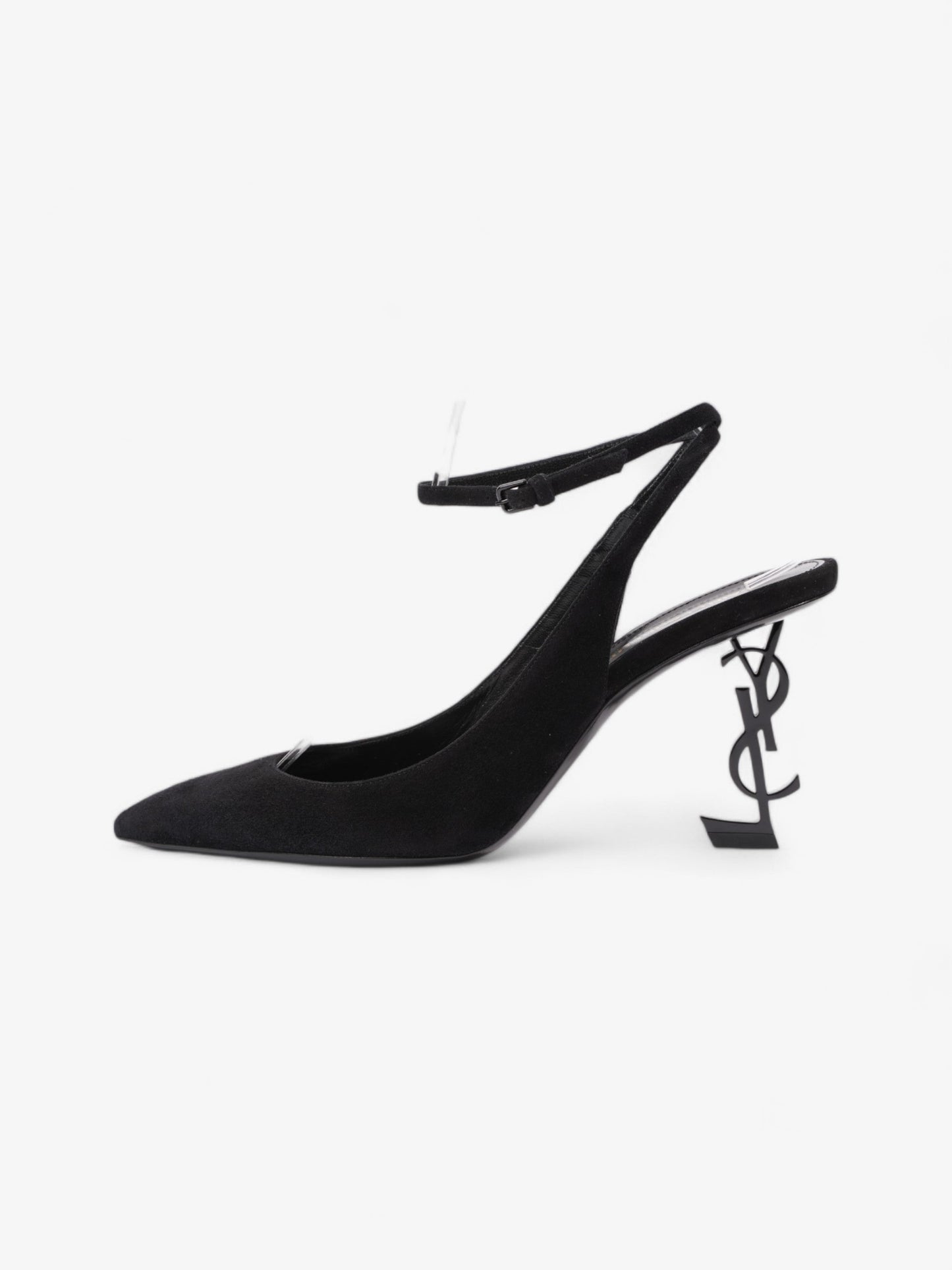 Saint Laurent Opyum Slingback Sandals 85 Black Suede EU 40 UK 7