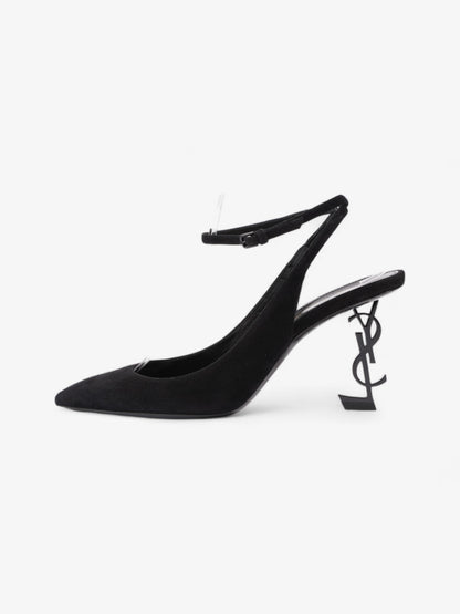 Saint Laurent Opyum Slingback Sandals 85 Black Suede EU 40 UK 7
