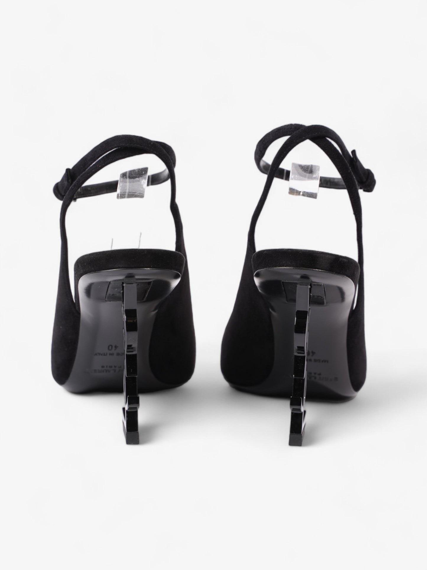 Saint Laurent Opyum Slingback Sandals 85 Black Suede EU 40 UK 7