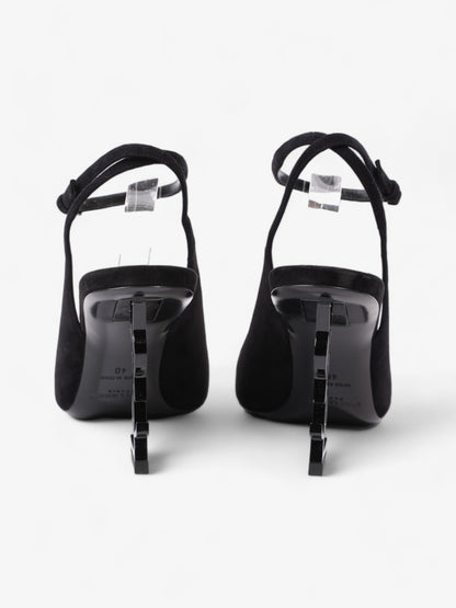 Saint Laurent Opyum Slingback Sandals 85 Black Suede EU 40 UK 7
