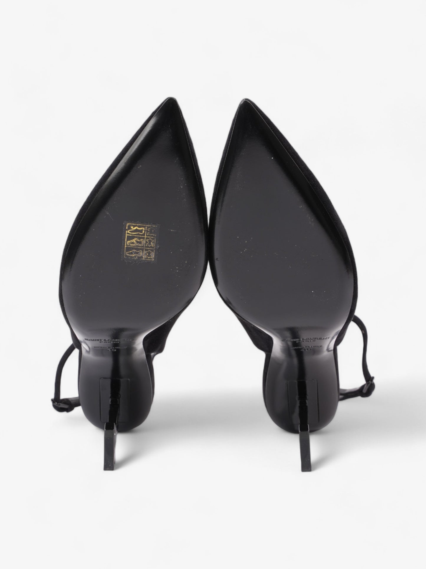 Saint Laurent Opyum Slingback Sandals 85 Black Suede EU 40 UK 7