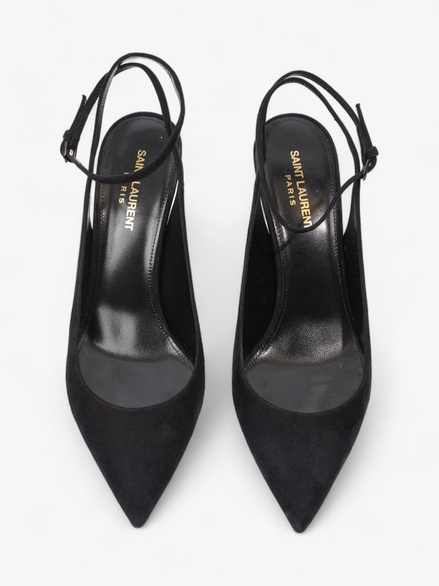 Saint Laurent Opyum Slingback Sandals 85 Black Suede EU 40 UK 7