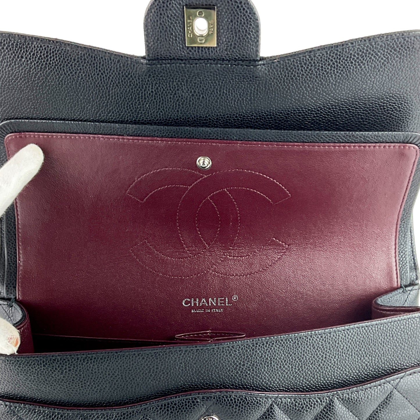 Chanel Double Flap Quilted Caviar Leather Bag