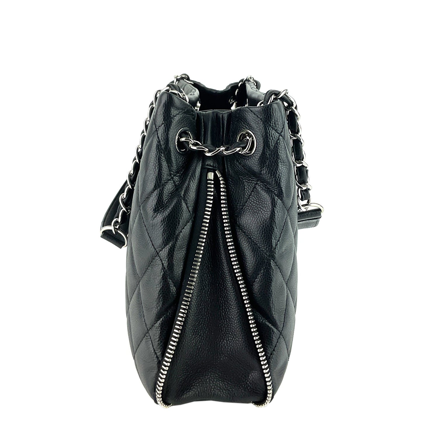 Chanel Expandable Zip Caviar Leather Shoulder Bag