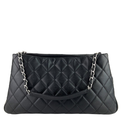Chanel Expandable Zip Caviar Leather Shoulder Bag