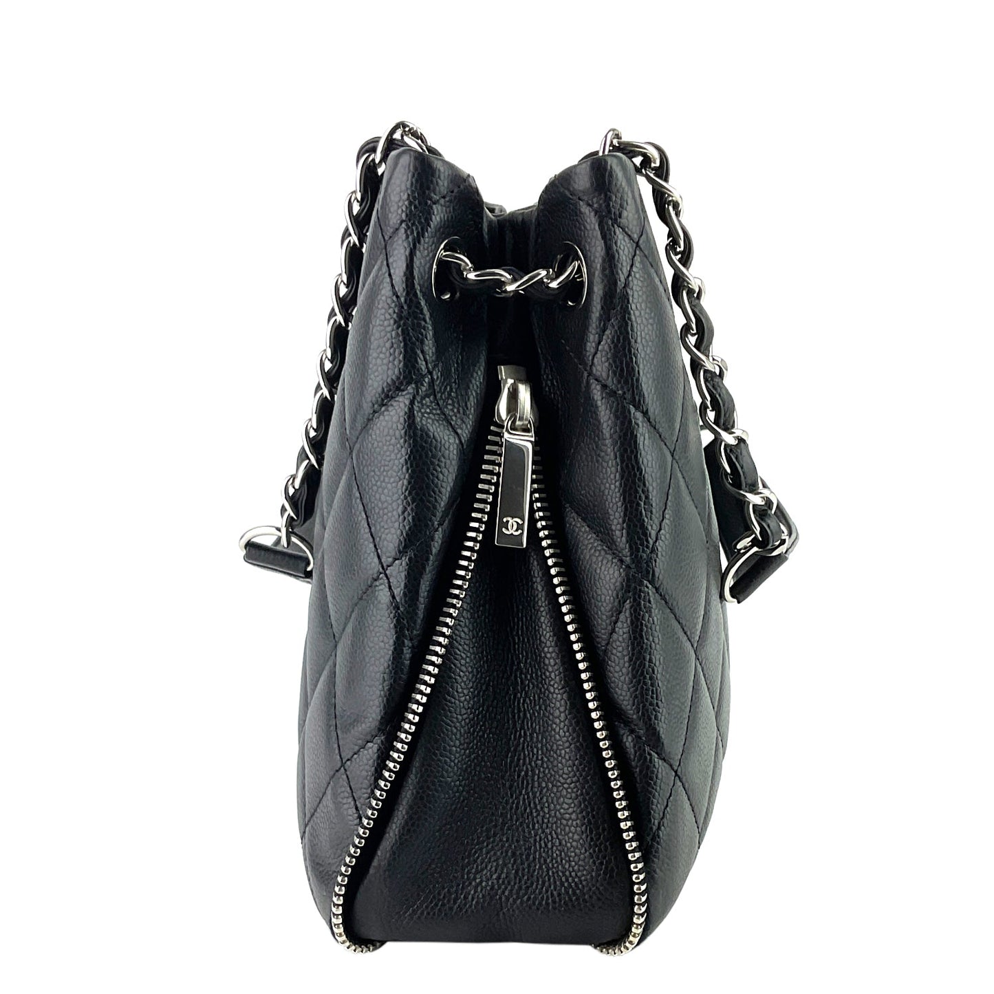 Chanel Expandable Zip Caviar Leather Shoulder Bag