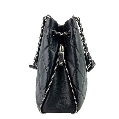 Chanel Expandable Zip Caviar Leather Shoulder Bag