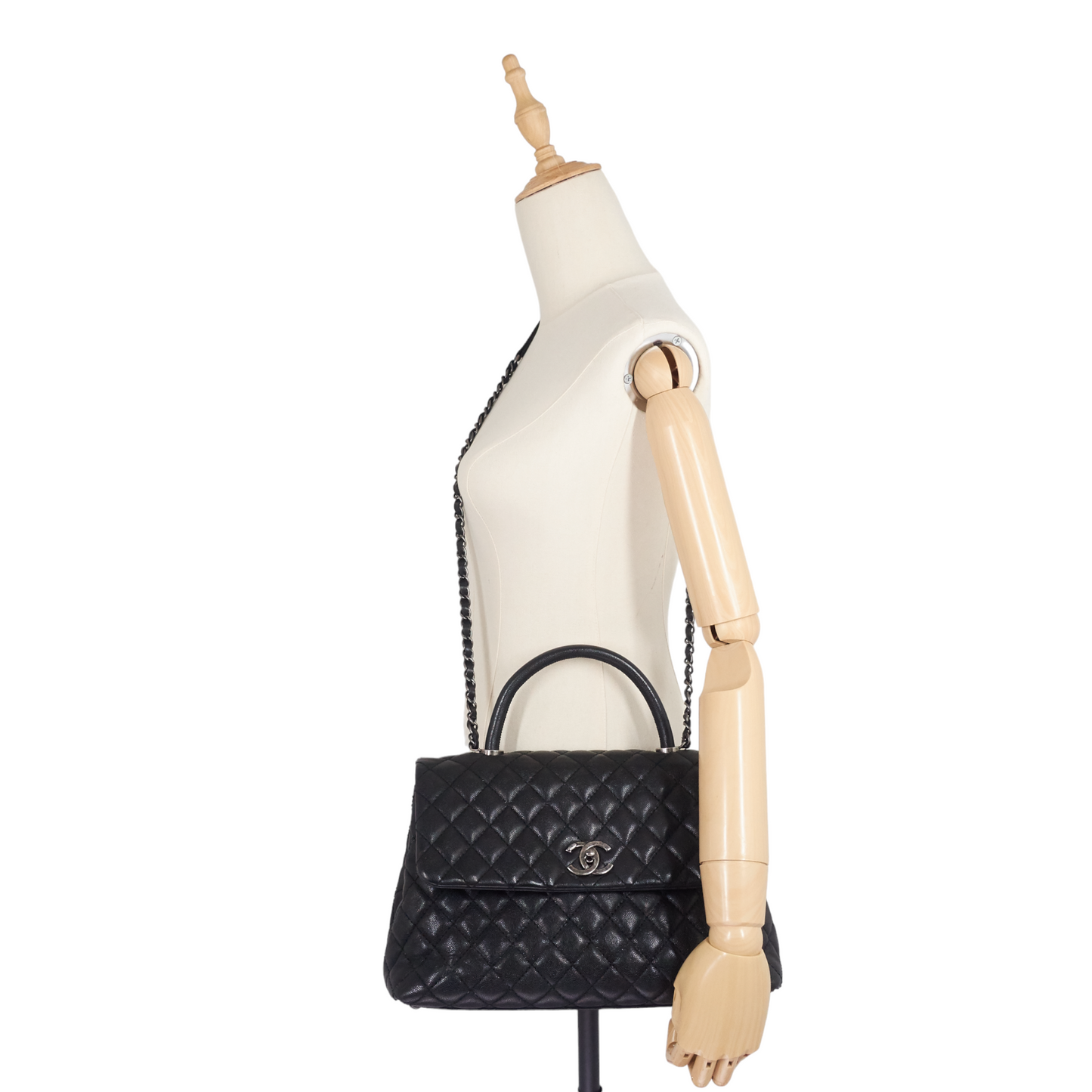 Chanel Coco Top Handle Medium Caviar Leather Bag