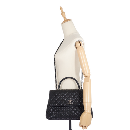 Chanel Coco Top Handle Medium Caviar Leather Bag