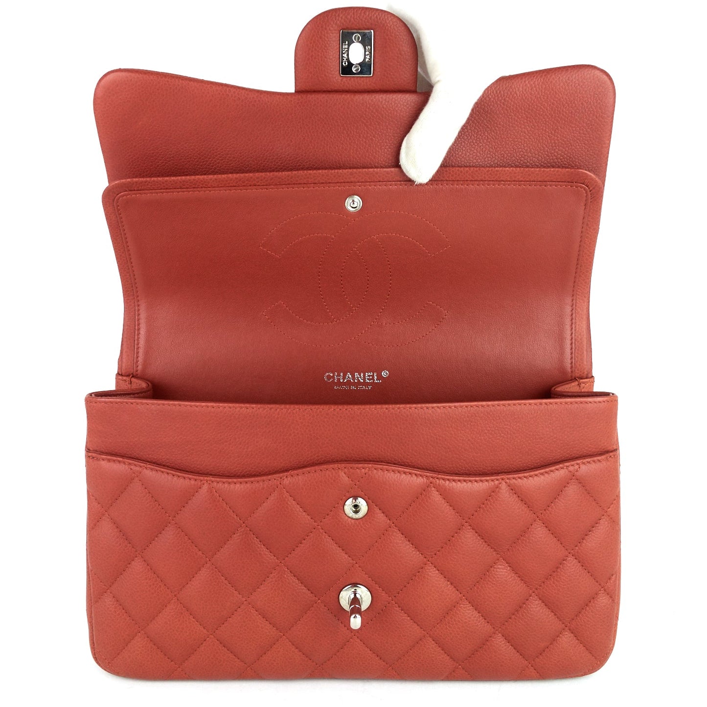 Chanel Double Flap Quilted Caviar Leather Bag