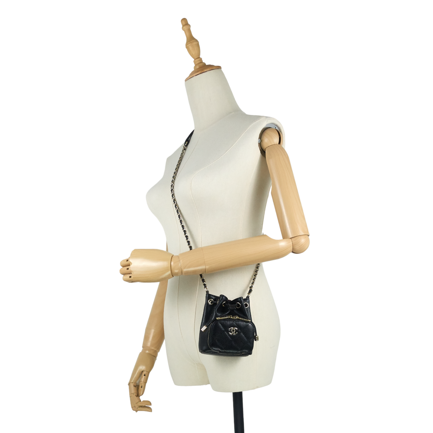 Chanel Mini CC Bucket Pocket Caviar Leather Bag