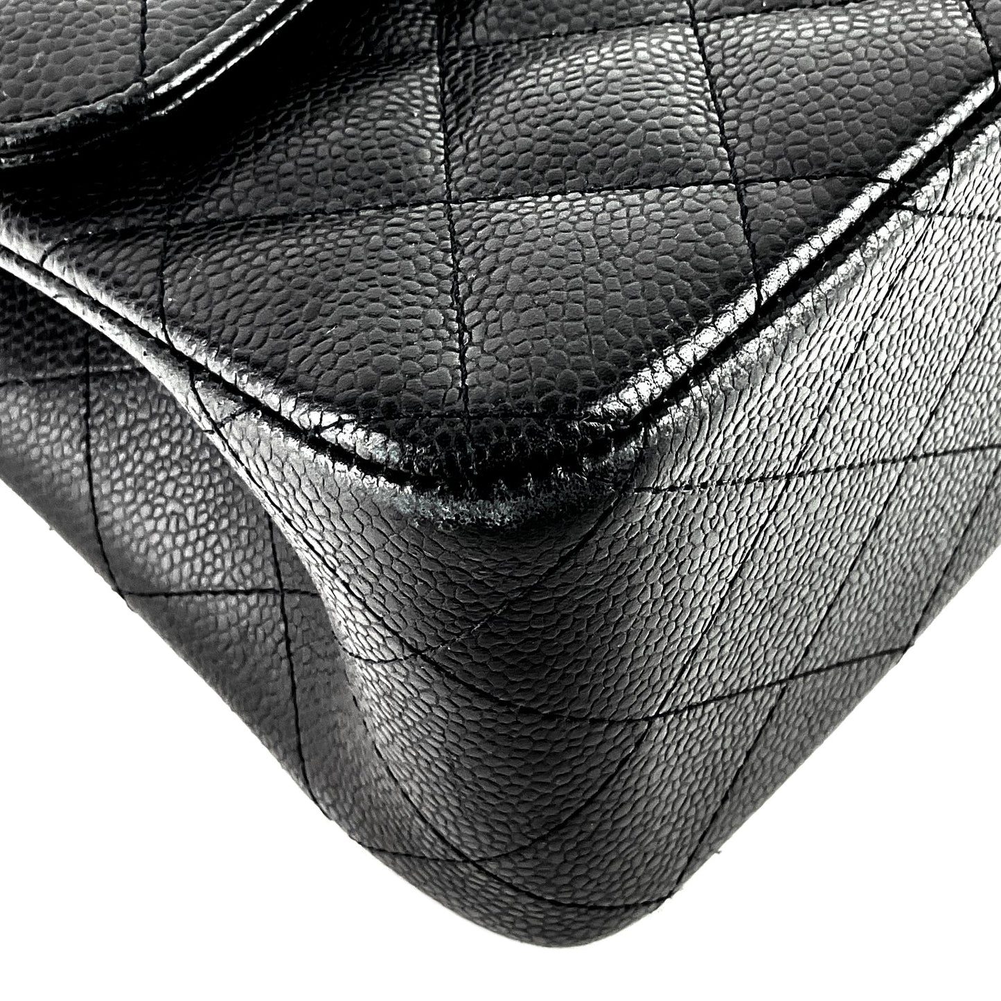 Chanel Double Flap Quilted Caviar Leather Bag