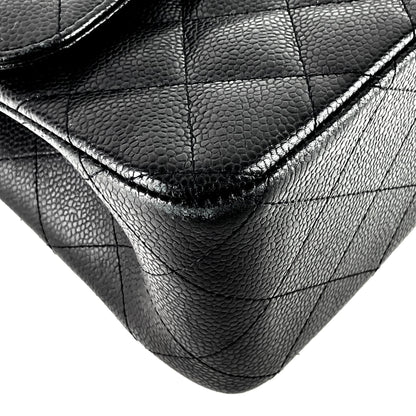 Chanel Double Flap Quilted Caviar Leather Bag