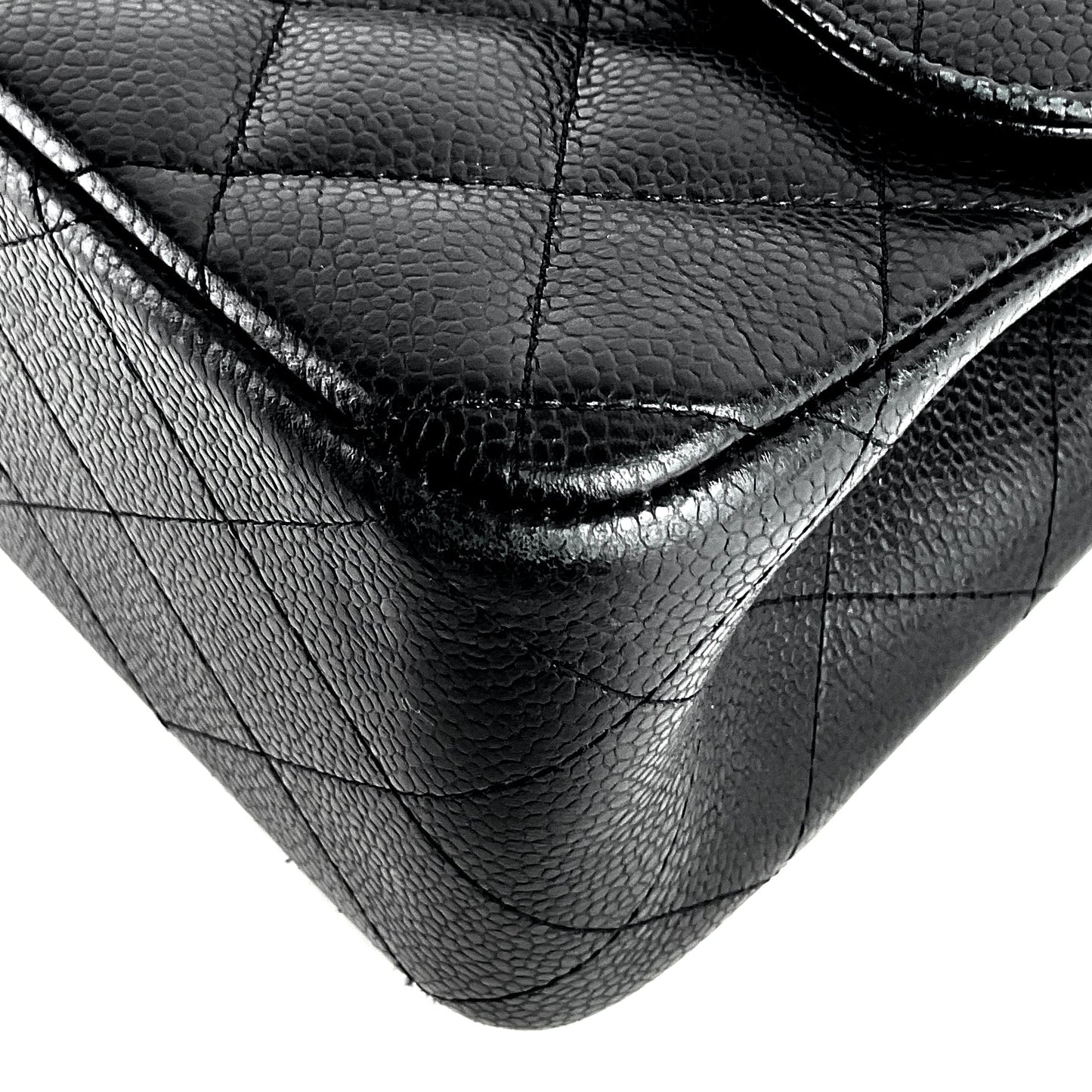 Chanel Double Flap Quilted Caviar Leather Bag