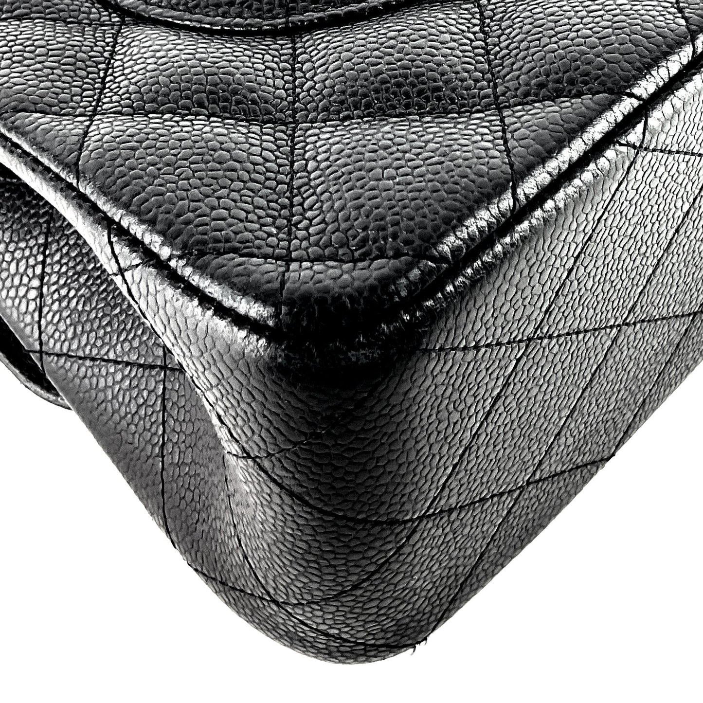 Chanel Double Flap Quilted Caviar Leather Bag
