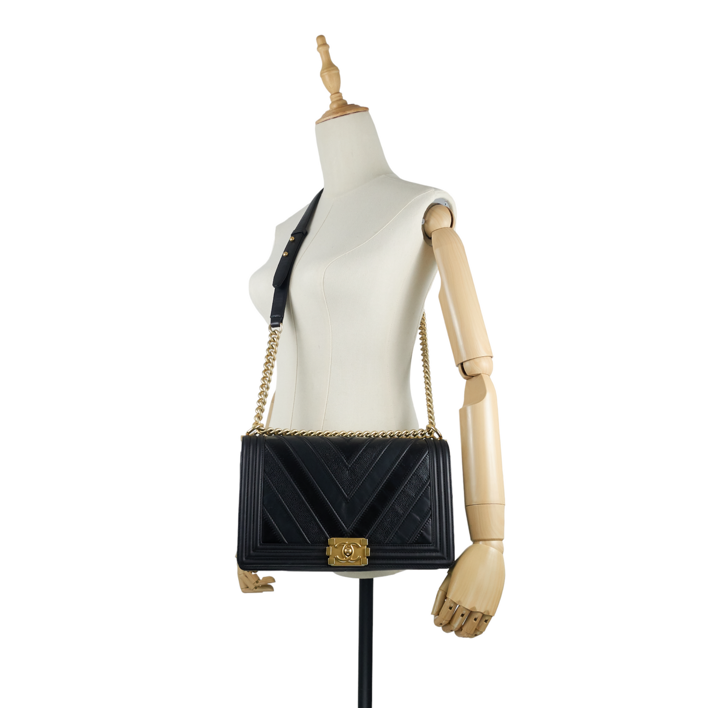 Chanel Boy Chevron Mixed Leather New Medium Bag