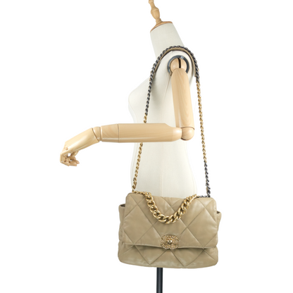 Chanel 19 Large Quilted Lambskin Leather Flap Bag