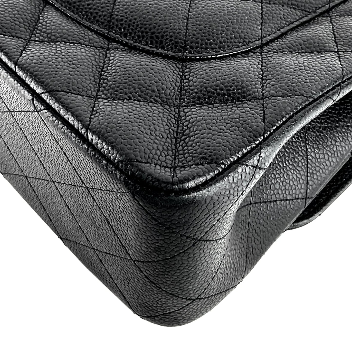 Chanel Double Flap Quilted Caviar Leather Bag