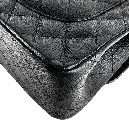 Chanel Double Flap Quilted Caviar Leather Bag