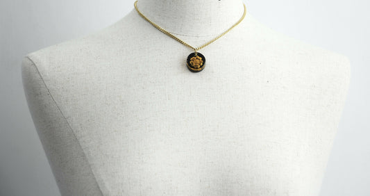 Chanel Vintage 98A Acrylic Dark Brown Camellia Necklace