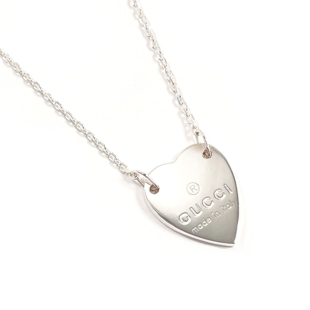 Gucci Trademark Heart Silver Necklace