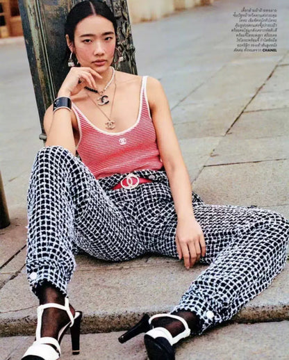 Chanel 23C Black Glittered Tweed Jumpsuit