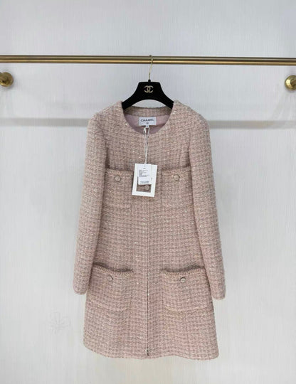 Chanel 24B Glittered Tweed Light Pink, Beige & Ecru Dress size 36
