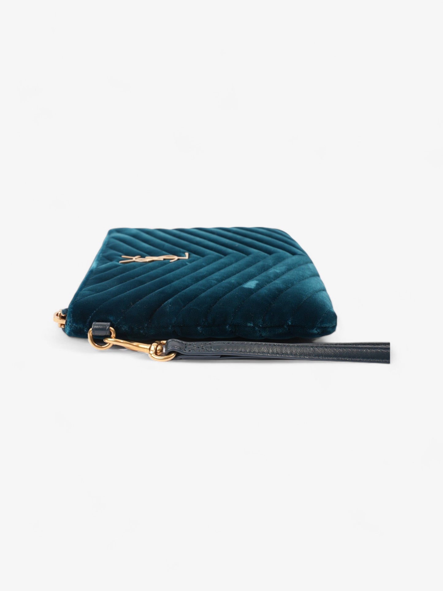 Saint Laurent Monogram Wristlet Midnight Blue Velvet