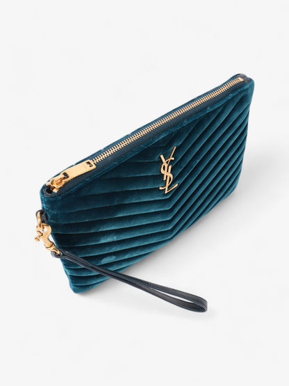 Saint Laurent Monogram Wristlet Midnight Blue Velvet