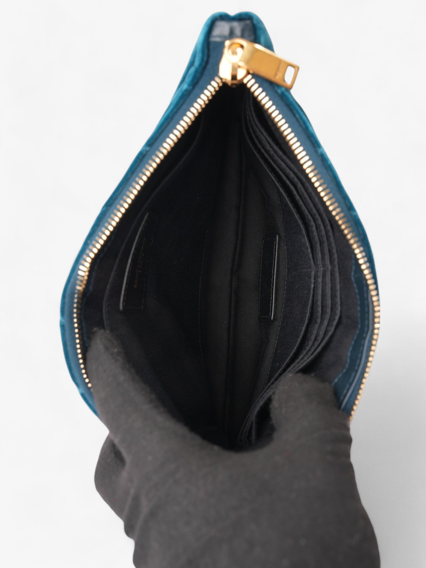 Saint Laurent Monogram Wristlet Midnight Blue Velvet